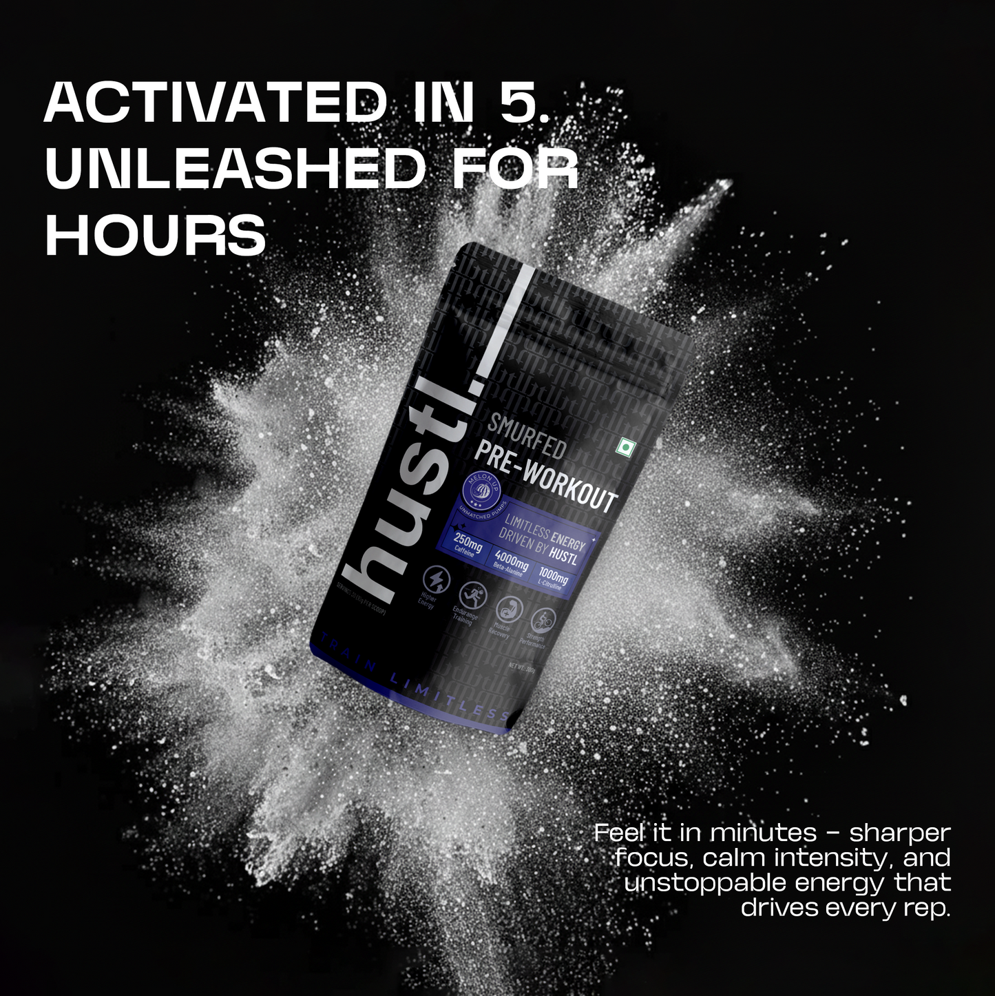 HUSTL Smurfed Pre-Workout | Watermelon | 300 g | 30 Servings